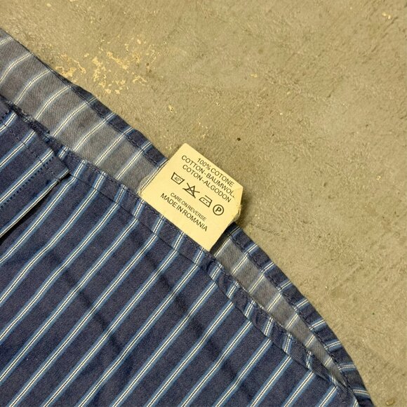 BOGGI Milano Blue Striped Dress Shirt Long Sleeve 41 16 Large - Picture 7 of 8